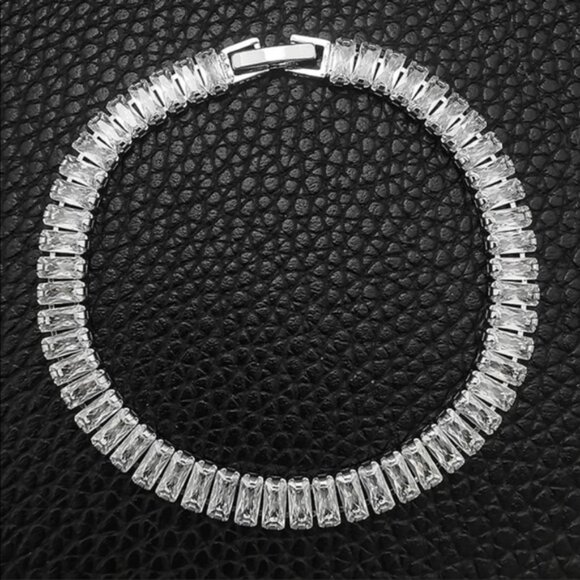 7” NEW 925 STERLING SILVER CUT DIAMOND BRACELET, NICE BRACELET, CUTE BRACELET - Picture 1 of 6
